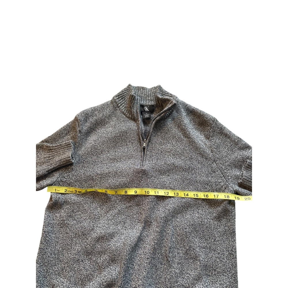 Calvin‎ Klein Men's Gray 100% Cotton Half Zip Mock Neck Sweater Size Medium - Picture 5 of 8